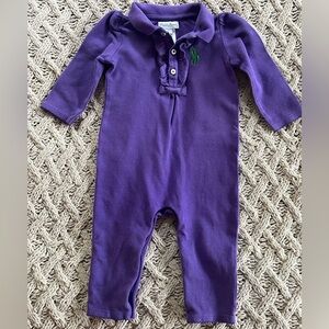Ralph Lauren Purple 1-pc ruffle pique Romper Pants size 9 months